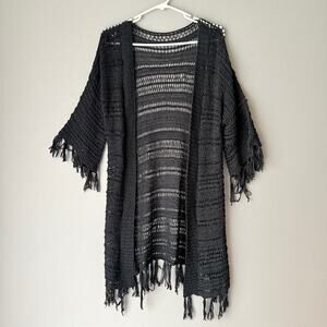 Boho sz One size black open cardigan knit cover up‎